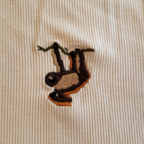 Ribbed Embroidered Sloth Baby Tee - Picture 3 of 7